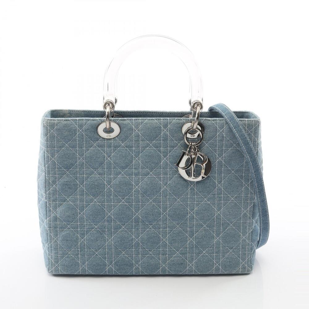 Christian Dior Lady Cannage Handbag Denim Blue